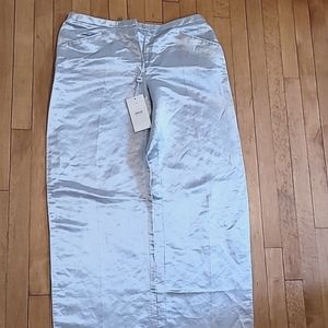 Armani Collezioni women's light blue size 12 silk/flax blend wide leg pants